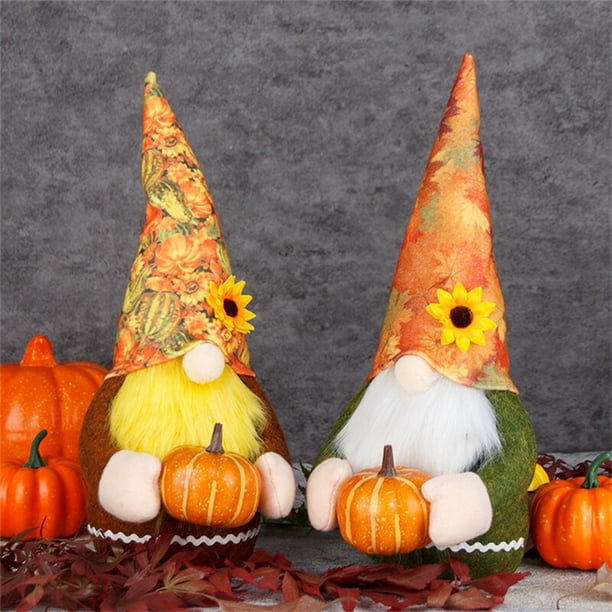 Fall Gnome Plush Dolls Pumpkin Sunflower Elf Dwarf Home Ornaments for Autumn Thanksgiving Harvest Festival Faceless Doll Gnomeorange beardUnited Kingdom He Qiyong unisex