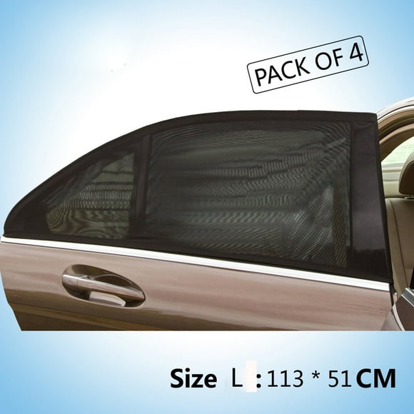 Windshield Sun Shade, Car Sun Shades for Window, 4x Car Rear Window Mesh Sun Shades Blind Kids Children Sunshade Blocker Black, Black-O