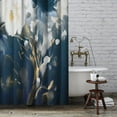 thumbnail image 3 of Abstract Blue Flower Shower Curtain, Pretty Floral Painting Printed Shower Curtain Waterproof Fabric Modern Bathroom Art Decor 72x72 Inches Machine Washable, 3 of 6
