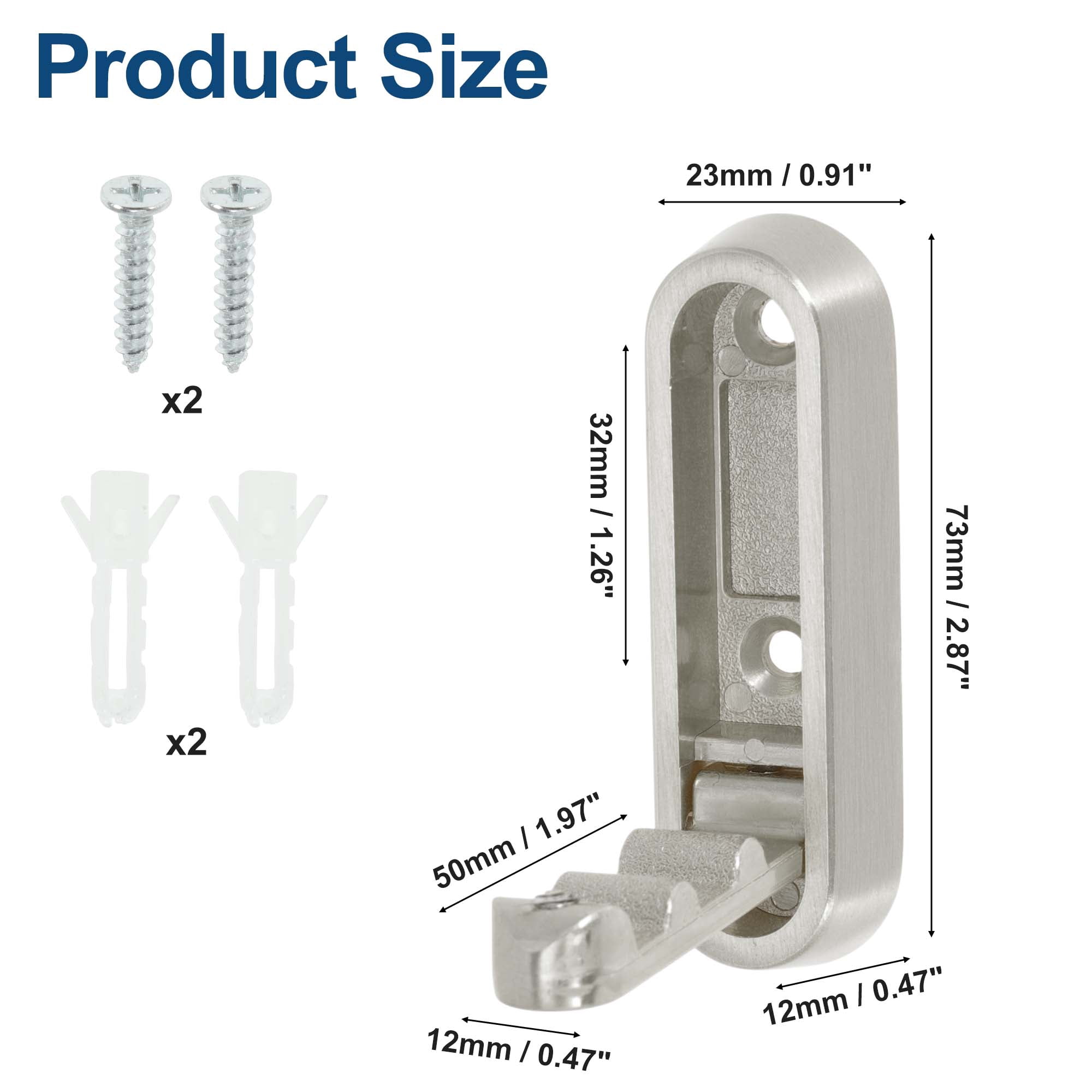 Unique Bargains Round Coat Hook Wall Mount Folding Hook Silver Tone 2.87"x0.91"x0.47"