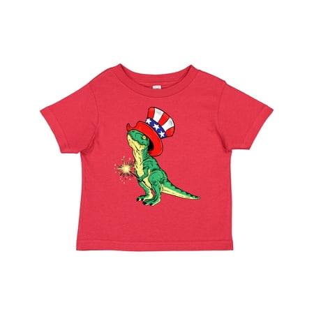

Inktastic 4th of July Baby Rex in Uncle Sam Hat and Sparkler Gift Toddler Boy or Toddler Girl T-Shirt