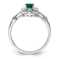 thumbnail image 2 of Sterling Silver Rhodium-plated Created Emerald & Diamond Ring, 2 of 6