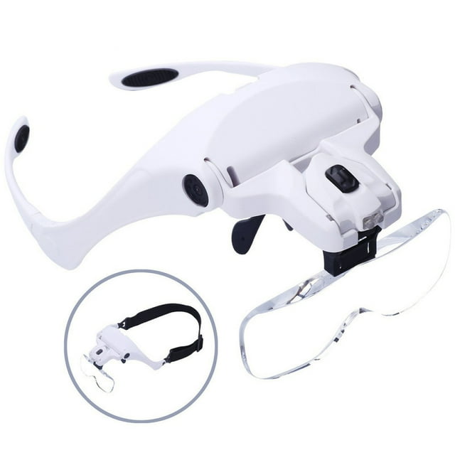 1.0X-3.5X Zoom, USB Rechargeable, Perfect for Repair Work & Reading LED Headband Magnifier with 5 Interchangeable Lenses