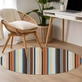 thumbnail image 4 of Round Rugs 3Ft, Brown Orange Striped Round Area Rug Washable Indoor Throw Carpet, Modern Stripes Art Farmhouse Small Non Slip Circle Rug for Bedroom Living Room Home Decor Aesthetic, 4 of 8