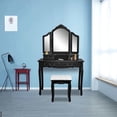 thumbnail image 4 of Tri-Folding Mirror 4 Drawers Dressing Table Home Bedroom Women Makeup Desk Stool Set, 4 of 10