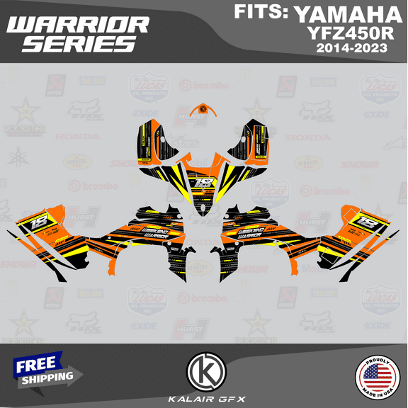Kalair GFX Graphics Kit for Yamaha ATV YFZ 450R (2014-2023) Warrior Series