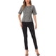 thumbnail image 2 of Blusa de trabajo de manga corta y cuello redondo para mujer, Tweed, color negro, 2 of 6