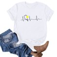 thumbnail image 1 of Pntutb Hauts Courts pour Femmes Liquidation Mode pour Femmes Imprimé Manches Courtes Blouse Ample Drôle Col Rond T-Shirt Hauts, 1 of 3