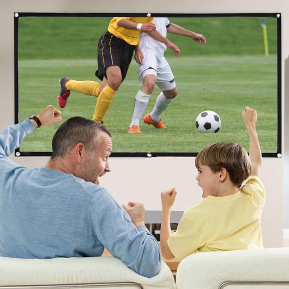 Kraoden 150 Inch Portable Projector Screen, Outdoor Movie Screen, High Definition, Easy Setup, Durable Polyester, Ideal for Outdoor Gatherings, Business Presentations, Home Theaters