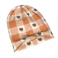 thumbnail image 4 of DouZhe Beanie Hats for Men and Women, Romantic Brown Hearts Checkered Patterns Adult Unisex Knit Hat Winter Warm Skull Cap, 4 of 7
