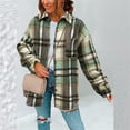 thumbnail image 5 of ZQUUVOU Women's Fall Plaid Shirt Winter Fashion Collar Jacket with Pockets Long Sleeve Casual Street Trendy Coat Green, 5 of 5