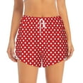 thumbnail image 2 of Xecao's Red Polka Dot for a double-layer running short for women, perfect for gym, tennis, and more, featuring a convenient pocket., 2 of 9