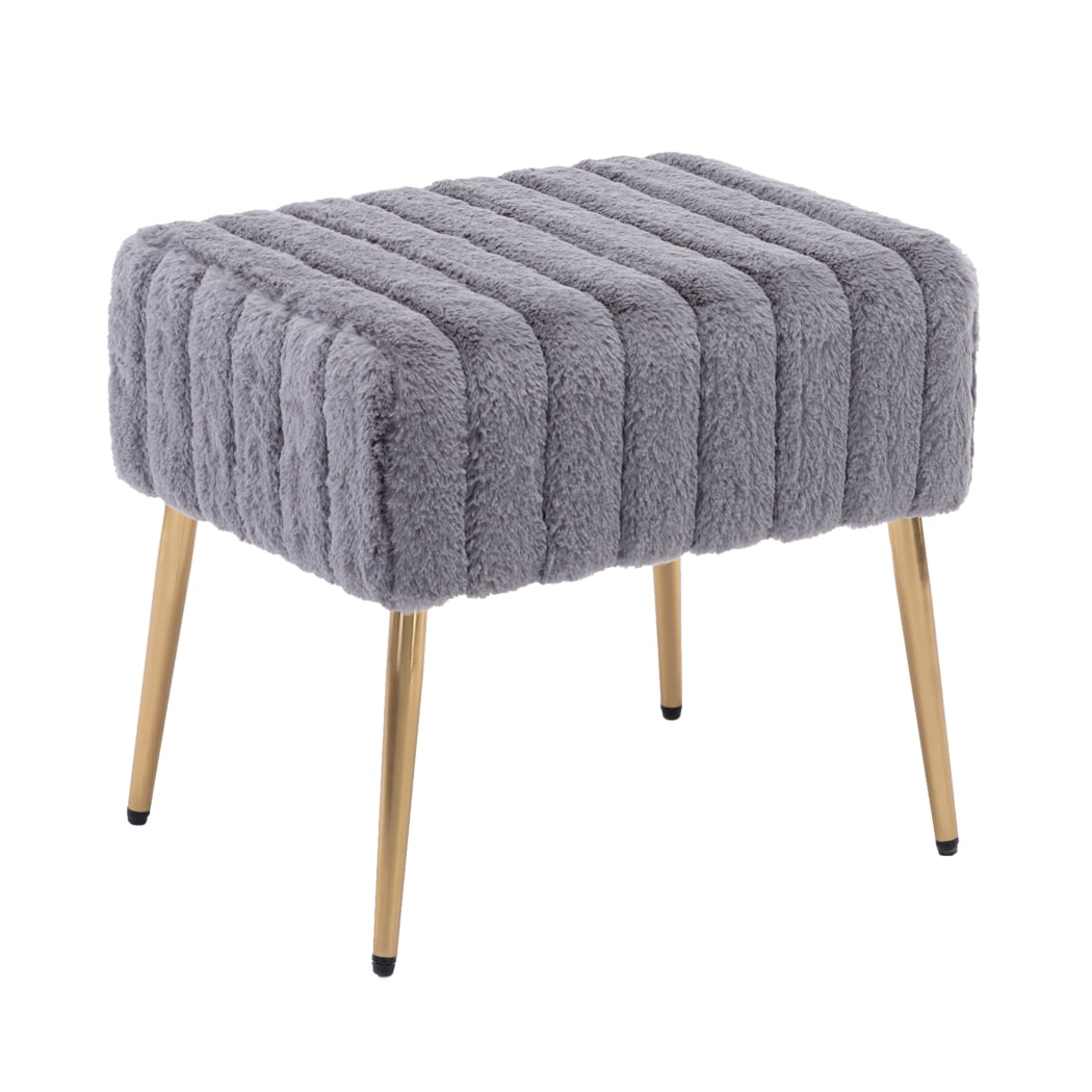Duhome Modern Faux Fur Ottoman Bench, Furry Bench For Vanity
