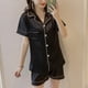 thumbnail image 2 of Women Short Sleeve Silk Satin Pyjamas Shorts Set Nightwear, 2 of 2