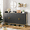 Black, variant on Accreate 47.2" Wide Buffet Cabinet with Storage, Modern Fluted Accent Sideboard, 4-Door Credenza with Adjustable Shelves, Entryway Console Cabinet, Media Console Table for Kitchen, Living Room