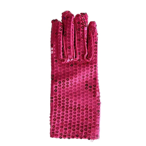 Zhuge Guantes de lentejuelas, guantes de cosplay, guantes de vestir, guantes de disfraz para adultos, rosa oscuro