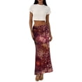 thumbnail image 2 of Jaimenalin Womens Mesh Maxi Skirt Summer Elastic High Waisted Boho Elegant Mermaid Long Skirts for Women Rose Red M, 2 of 9