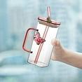 thumbnail image 6 of Darzheoy Square Coffee Glass Mug with Lid and Straw, 350ml Glass Sipper Tumbler Kids Mug for Fruit Juice Milk Tea and Coffee Can Cup with Glass Straw, 6 of 9