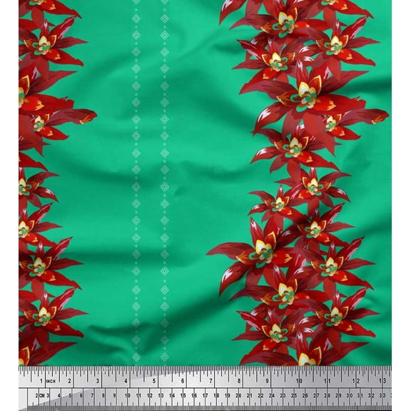 Soimoi polyester Crepe Fabric Diamond Shape & Floral Artistic Print Fabric by the Yard 42 Inch Wide