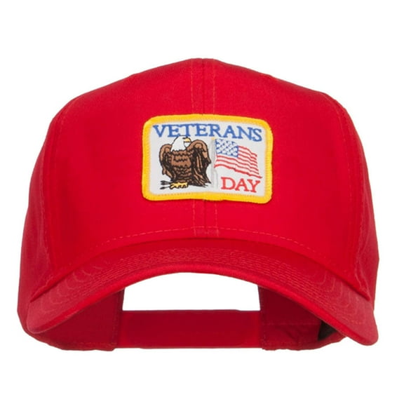US Veterans Day Flag Patched Cap - Red OSFM