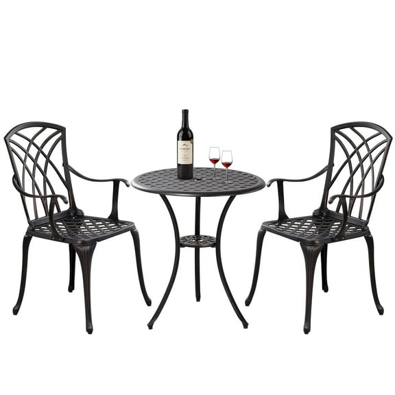 Withniture 3 Piece Patio Bistro Set Cast Aluminum Patio Bistro Furniture Set, White Bistro Set