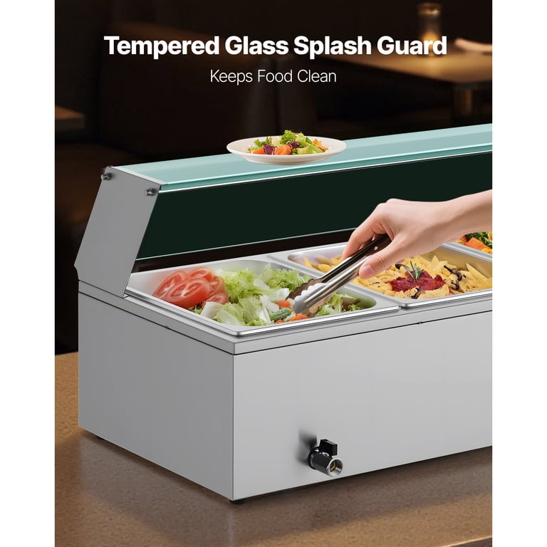 KFFKFF Commercial Food Warmer, 1500W Electric Stainless Steel