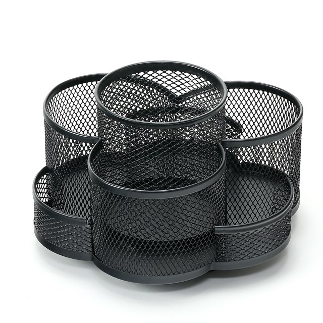 Portalápices para escritorio, organizadores de escritorio giratorios de 360 grados con 7 compartimentos, almacenamiento para más de 400 lápices, accesorios de escritorio negros