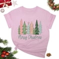 thumbnail image 3 of Aofany Merry Christmas Shirt for Women Letter Pattern Cute T-Shirt Plaid Xmas Tree Casual Graphic Print Crewneck Tees Tops, 3 of 4