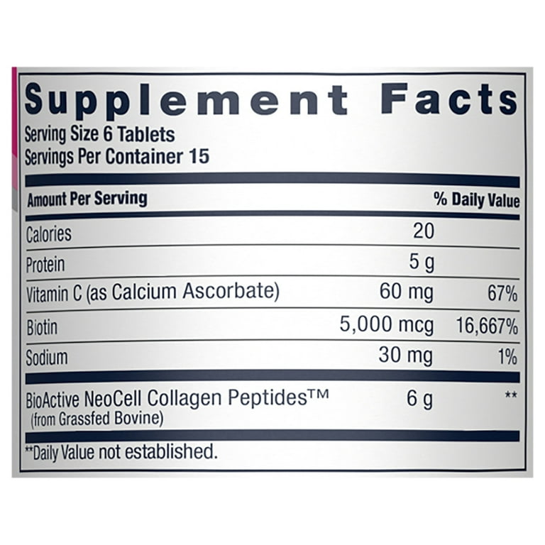 NeoCell Grassfed Collagen Peptides +Vitamin C & Biotin 6000mg 90