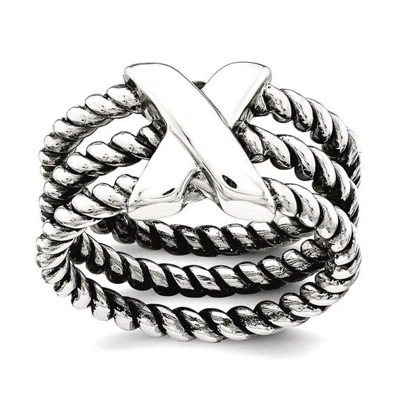 925 Sterling Silver Oxidized Ring Size 6 Ring for Women - 7.4 Grams