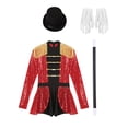 thumbnail image 5 of Linjinx Women Sequin Lion Tamer Outfit Fringed Bodysuit And Accessories Set Red M, 5 of 7