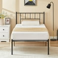 thumbnail image 3 of VECELO 3-Piece Bedroom Set with Twin Metal Platform Bed Frame with Headboard and Two Brown Nightstands, 3 of 9