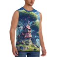 thumbnail image 2 of Fotbe Fantasy Treehouse Planet Scene Men's Camiseta sin Mangas Estampada para Hombres, Playera Casual para Gimnasio, Entrenamiento, Playa-Medium, 2 of 7