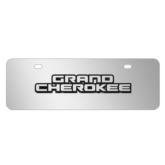 Jeep Grand Cherokee 3D Logo 12" x 4.25" European Look Chrome Half-Size Stainless Steel License Plate