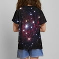 thumbnail image 5 of Delliss Girl's Short Sleeve Tops Starry Sky Printed Summer Loose Casual T-Shirt Round Neck, 5 of 6
