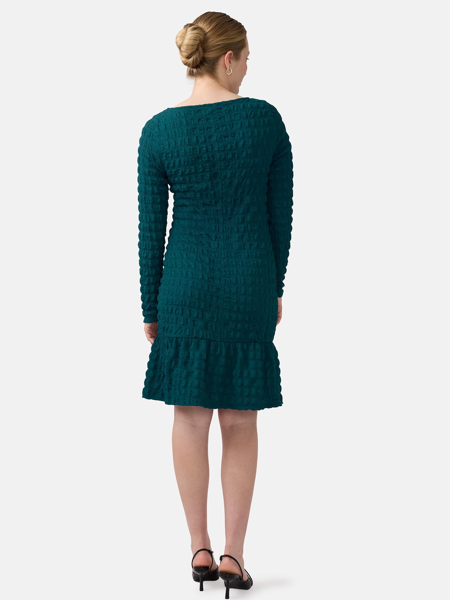 Ingrid & Isabel For Every Belly Women’s Maternity Smocked Midi Dress with Long Sleeves, Sizes S-XXL