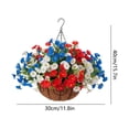 thumbnail image 2 of Cheapark 4th of July Patio Hanging Basket Red White Blue Artificial Floral Hanging Pot for Yard Garden Home Decor, 2 of 6