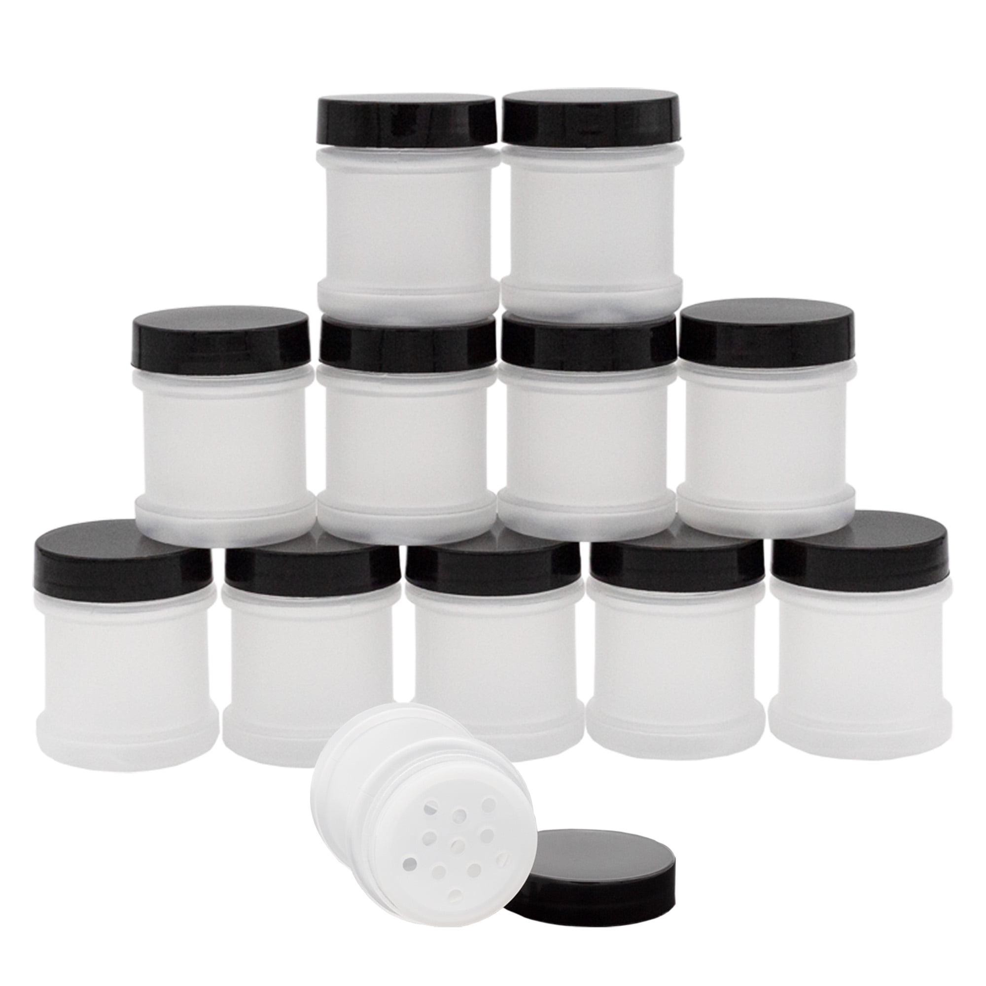Cornucopia Mini Plastic Spice Jars w/Sifters (12Pack, Black); 2