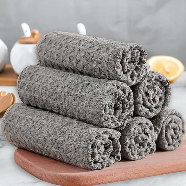 Paños de Cocina | Paquete de 6 Toallas Reutilizables, Lavables y Absorbentes de Celulosa Gris | Sin Olor | Trapos de Limpieza Sin Pelusa | Alternativa a Toallas de Papel | 25x25 cm, 30x30 cm