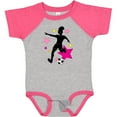 thumbnail image 3 of Inktastic Girl Playing Soccer- Pink and Yellow Stars Girls Baby Bodysuit, 3 of 5