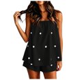 thumbnail image 4 of Vdoaml Women 2 Piece Matching Set Ladies Strapless Tube Top Shorts Loose Casual Polka Dot Summer Lounge Outfits M Black, 4 of 5