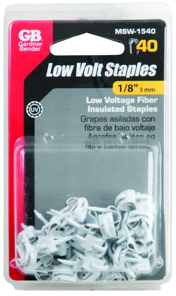 GB Gardner Bender MSW-1540 Fiber Insulated Steel Staples - 1/8", White, 40-Pack For Low Voltage Wiring (NM, BX, MC, AC, UF Cable) - View #5