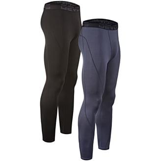DEVOPS 2 Pack Men's 3/4 Compression Pants - Athletic Leggings For Running, Gym & Sports (Small, Black/Blue)