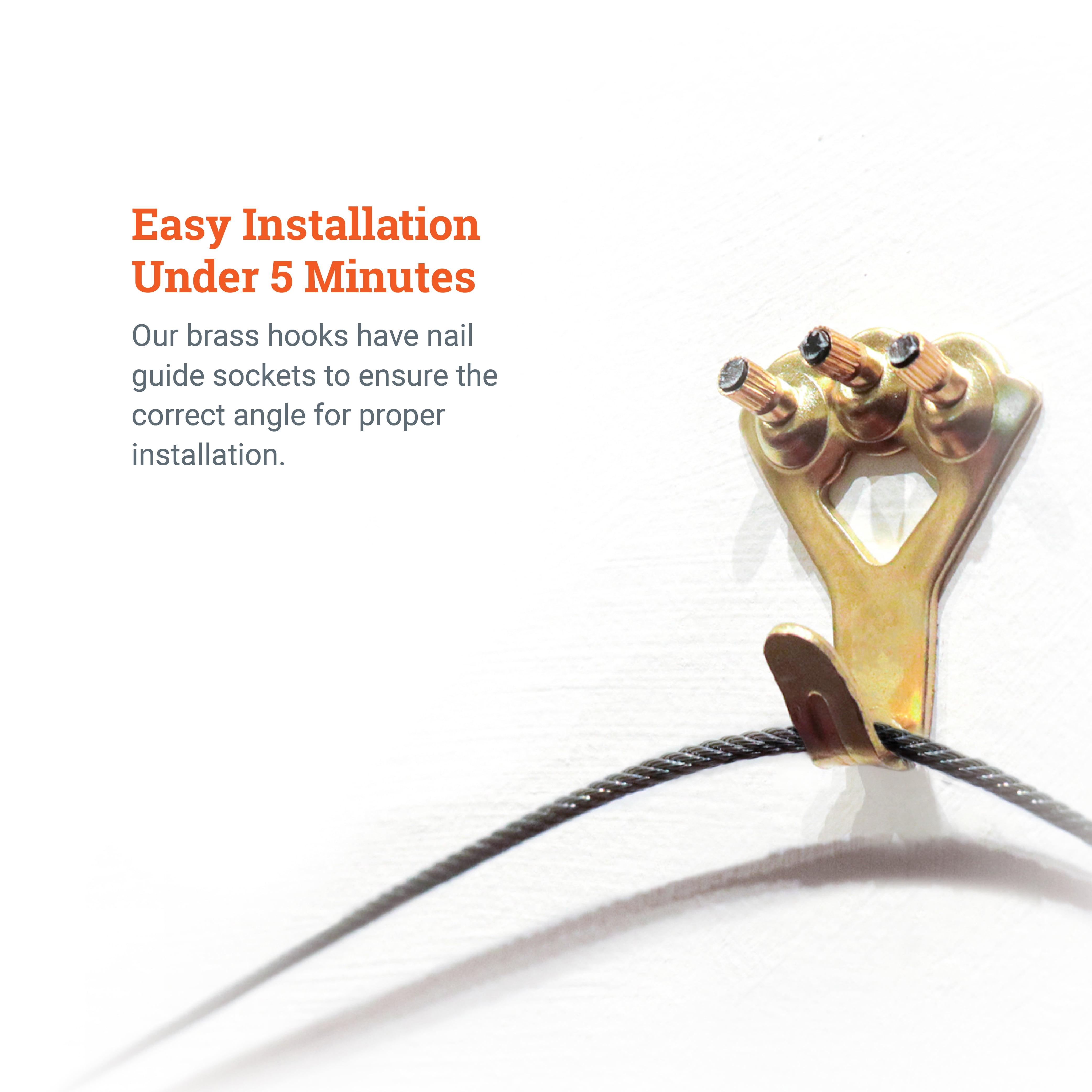 Picture Hang Solutions Brass Picture Hook with Nails 100-lb Capacity 100 Pieces per Pack
