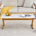 thumbnail image 2 of DeeHome A modern minimalist style white marble patterned coffee table with golden metal legs. Computer desk. Game table. Tea table. CT-XX, 2 of 9