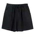 thumbnail image 2 of TRUBKH shorts for women wide leg shorts for women linen shorts for women gauze shorts for women lounge shorts women Drawstring Sweat Shorts Elastic Waist Running Workout Shorts With Pockets Black M, 2 of 5