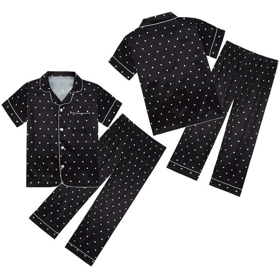 Girls Pjs Short Sleeve Sleepwear Button-Down Kids Nightwear Birthday Girl Pajamas for Kids 6-7 Years