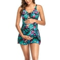 thumbnail image 2 of Women's Maternity Pregnancy Floral Print Two Piece Swimsuits Top Shorts Swimwear Set, 2 of 5
