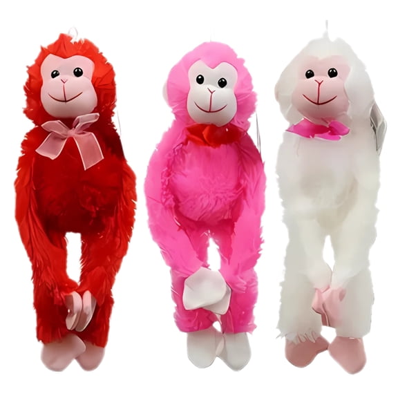 Plush Valentine's Day Hanging Monkeys 14 in for Girlfriend Women Men Romantic Date Birthday Wedding Anniversary Party Favors Gift Basket Home Living Room Car Decoration Supplies Set of 3
