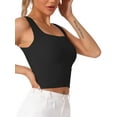 thumbnail image 4 of INSPIRE CHIC Mother's Day Women's Ribbed Tank Top with Built-In Bra Slim Fit Square Neck Undershirt M Black, 4 of 5